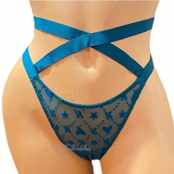 Victoria’s Secret LUXE Set Very Sexy Strappy Bra & Brazilian Slip Mesh Velvet XL - Picture 8 of 8